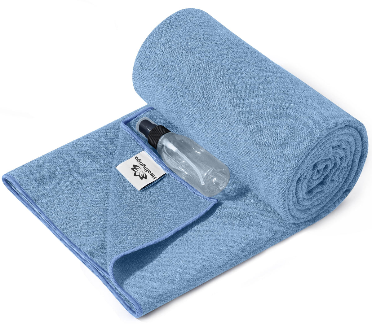 Yoga Mat Towel Non Slip for Hot Yoga Towel with Silicone Grip & Free Spray Bottle (Light Blue)