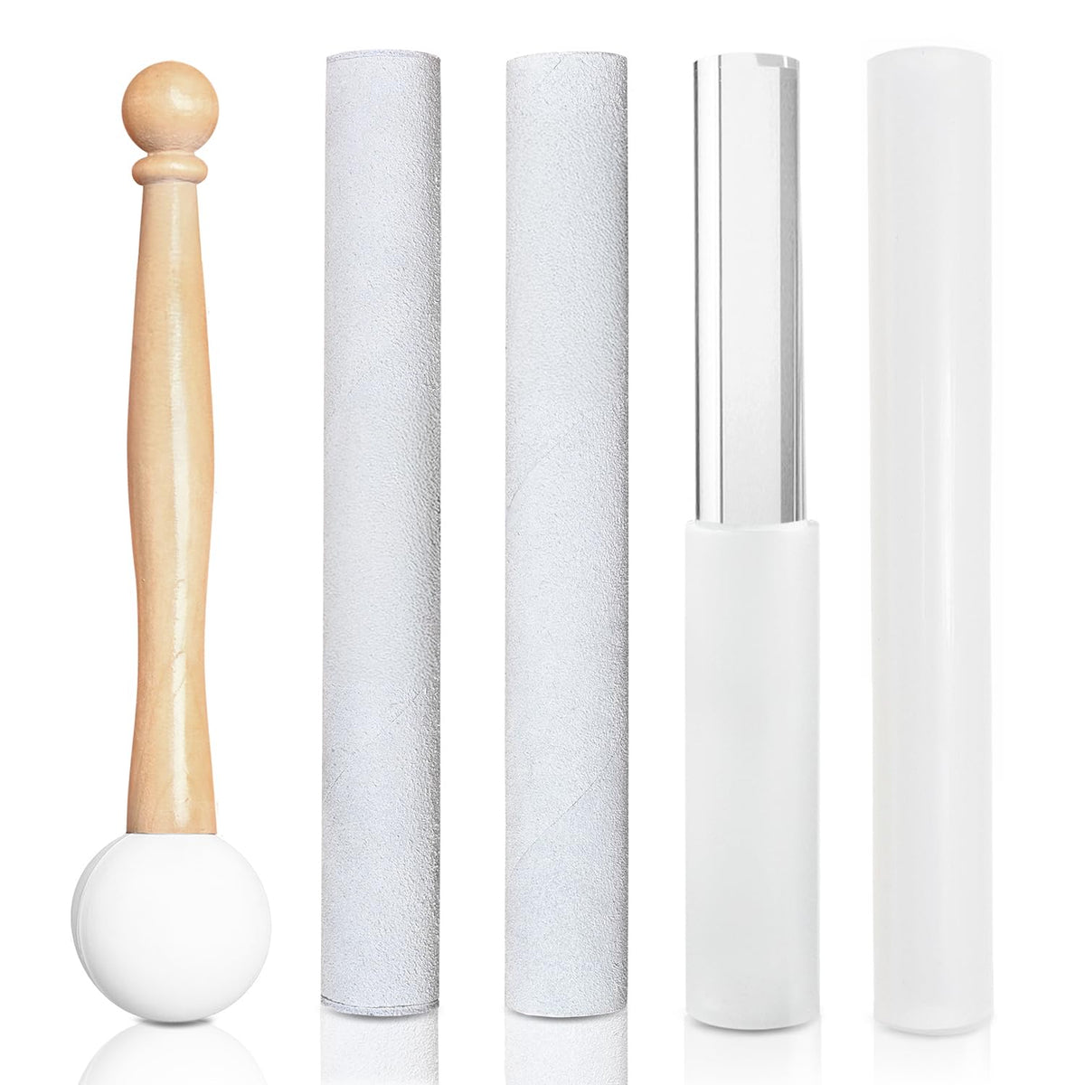 5 Pcs Singing Bowl Mallet Set (White)