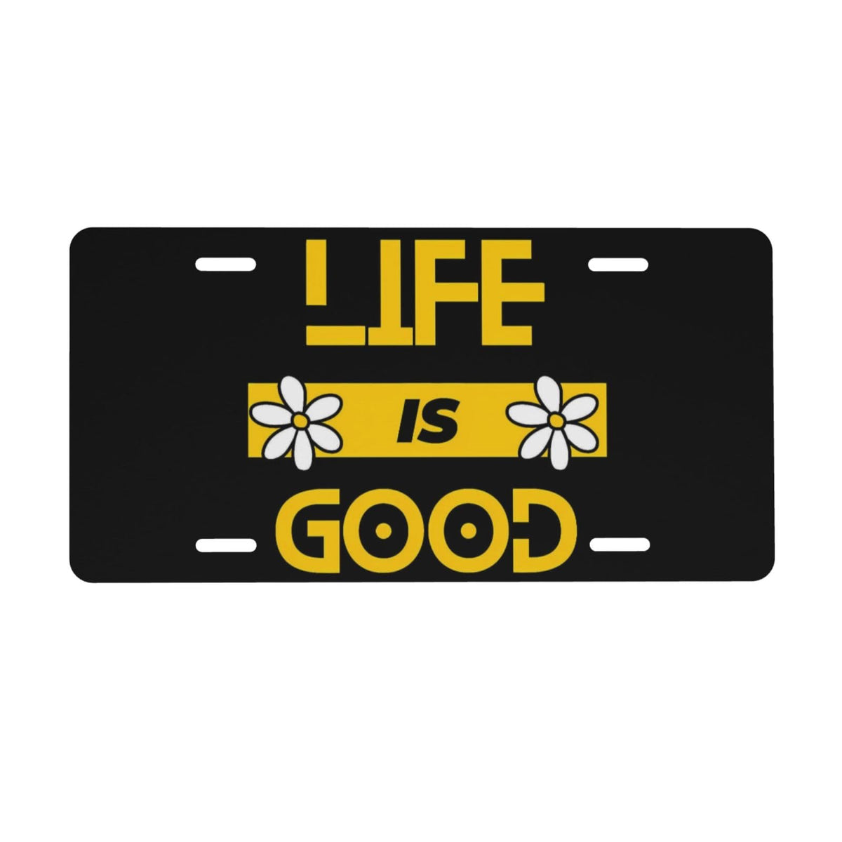 Life is So So Good White Daisy Floral Front License Plate Aluminum Decorative License Plates Metal Car Plate 6"X12" Novelty Vanity Tag Cover with 4 Holes Car Decor Accessory (Blue / 6 X 12 Inch)