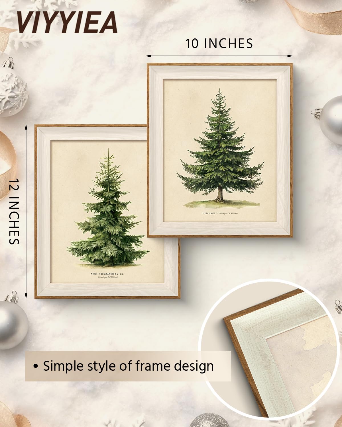 Framed Minimalist Rustic Christmas Tree Wall Art Set (Christmas Tree Guide / 12"L x 10"W)