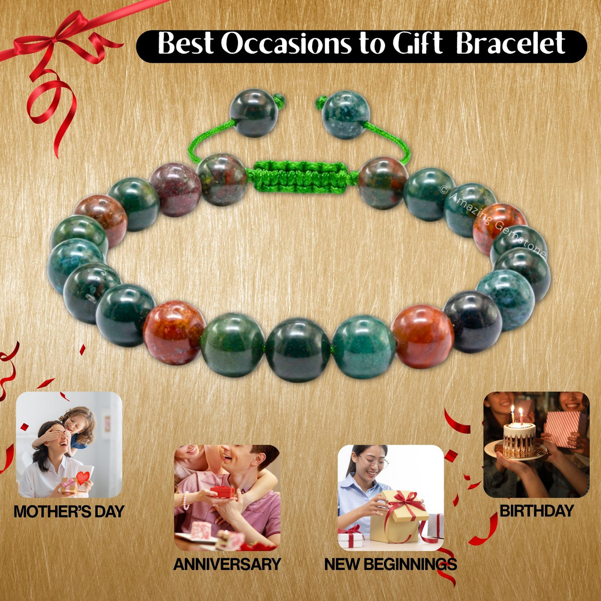 Bloodstone Bracelet for Women Men's Gifts (Bloodstone)