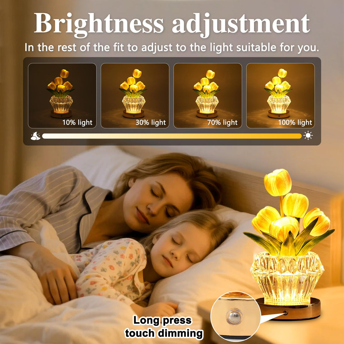 Purple Tulip Flower Lamp Night Light Gifts for Women Mom Grandma (TULIP-Purple)