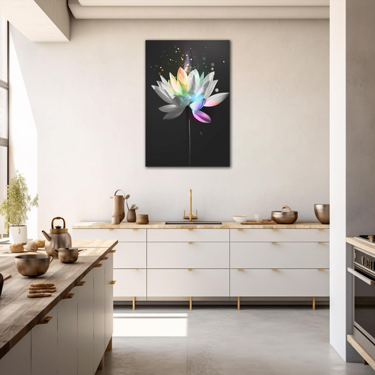 Zen Wall Art White Lotus Flower Canvas Art Print for Spa Bathroom Decor (Zen Stones Canvas Frame-07 / 48"L x 32"W)