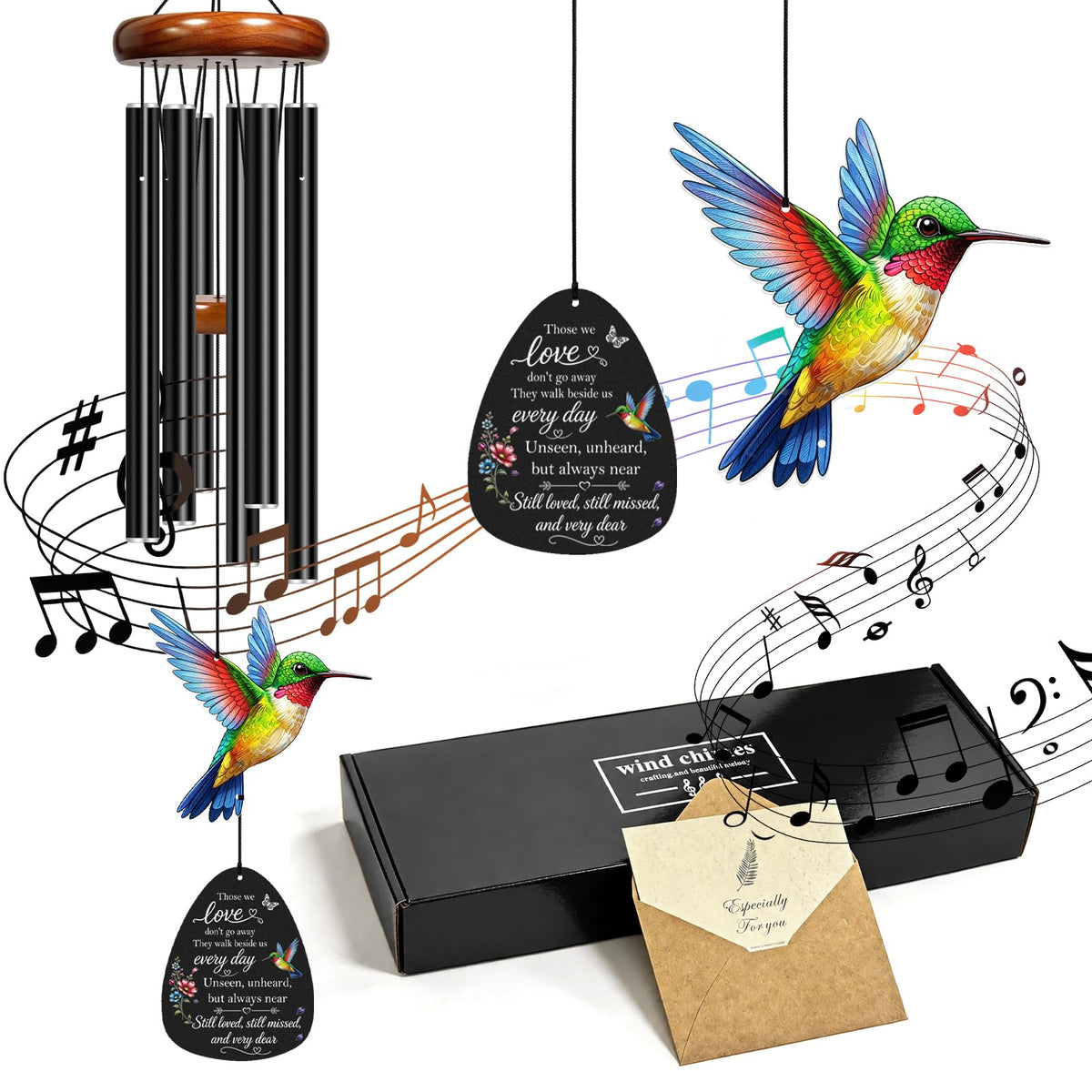 Memorial Wind Chimes for Loss of Loved One (Hummingbird-a)