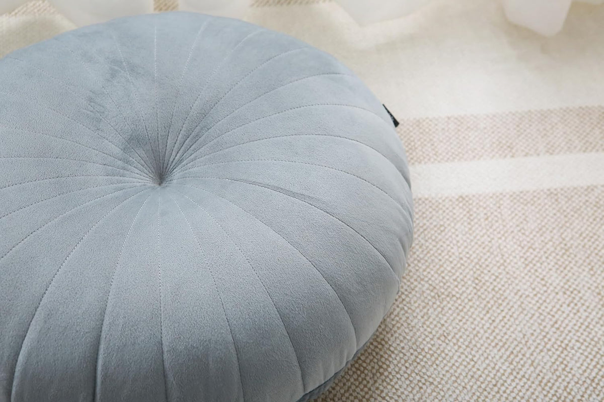 Floor Pillow Meditation Cushion Round Large Floor Pillows Seating for Adults (Grey / 18 inches)