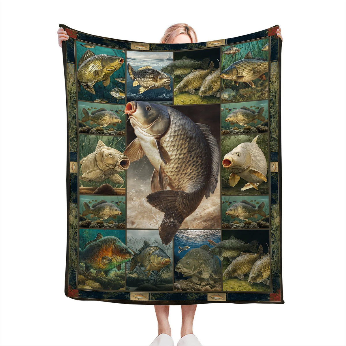 Bass Fishing Throw Blanket (60"x80" / Carp)