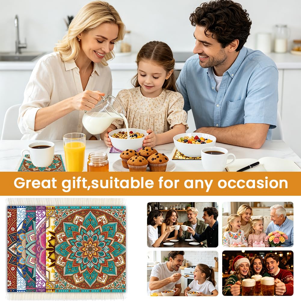 Mandala Pattern Carpet Coasters Set of 6 for Kitchen Office Home (Mandala Pattern)