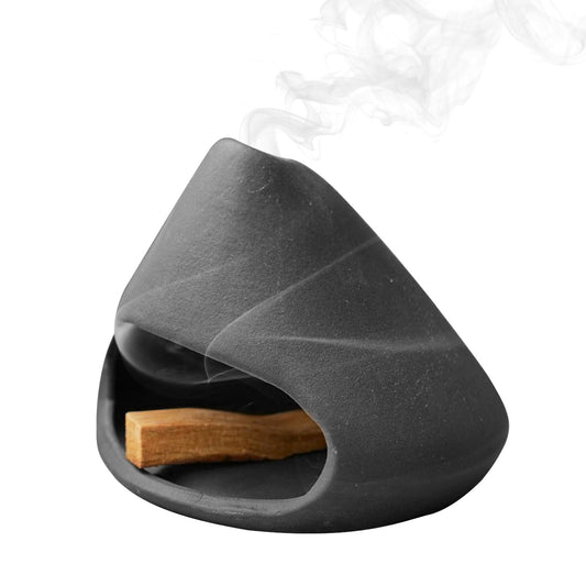 Palo Santo Holder Ceramic Incense Burner Holder Sage Holder for Burning (Black)