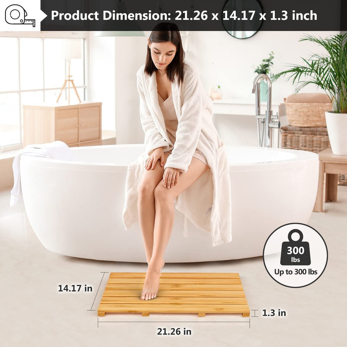Bamboo Bath Mat (Natural / 21.3" x 14.2" (Rectangular))