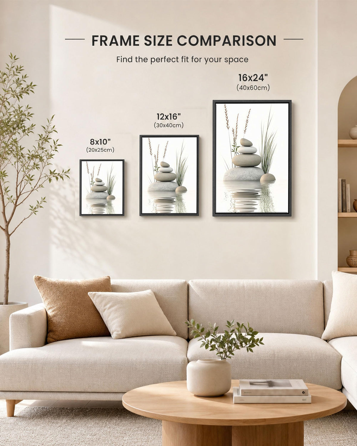 Framed Zen Stone Spa Canvas bathroom Wall Art (Framed Zen / 10"L x 8"W)