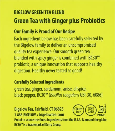 Green Tea with Ginger Plus Probiotics (18 Count (Pack of 1))