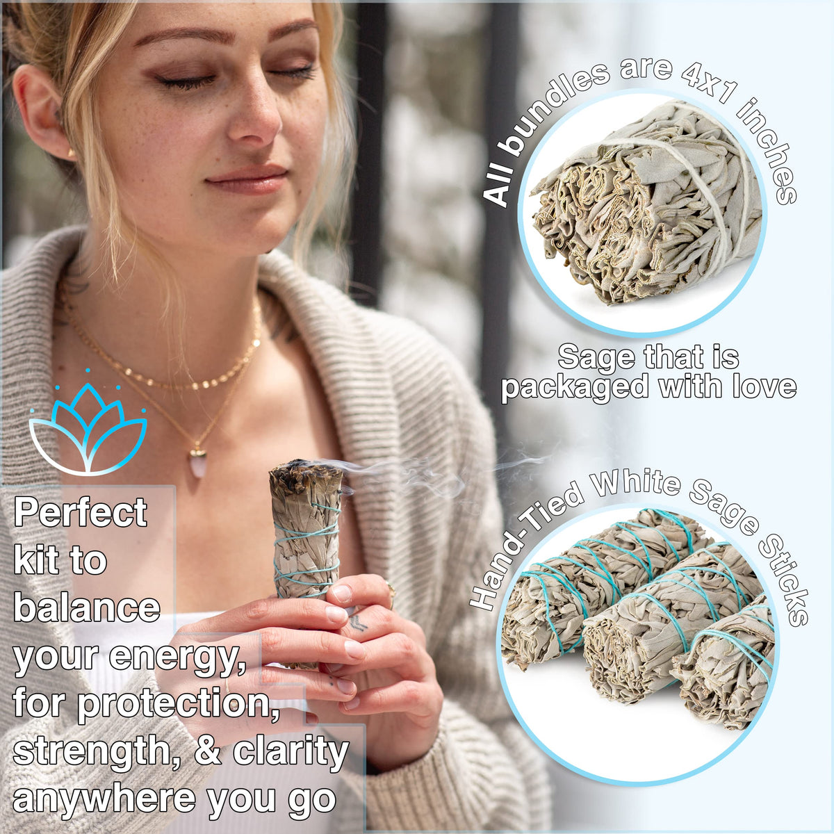 50 White Sage Smudge Sticks 4" (50)