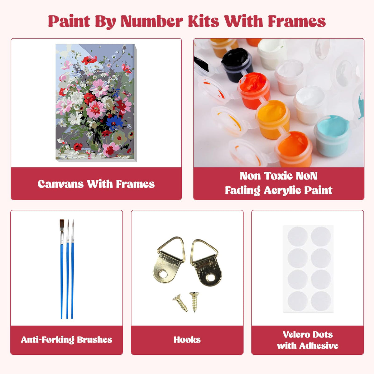 Flowers Paint by Numbers Kit for Adults
