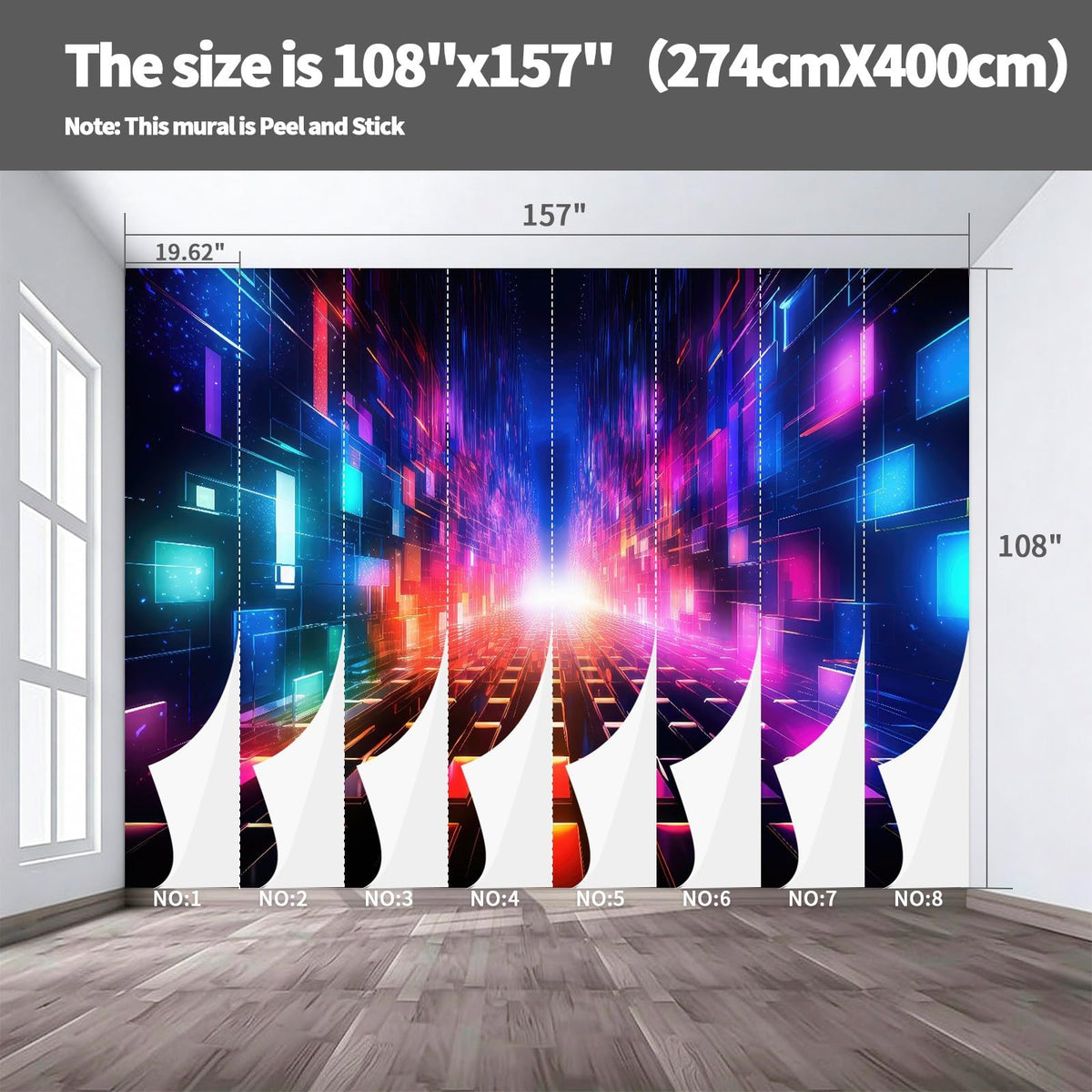 Peel and Stick Wall Mural Wallpaper Night Club 157"×108" Decor K03 (K03 / 157" x 108")