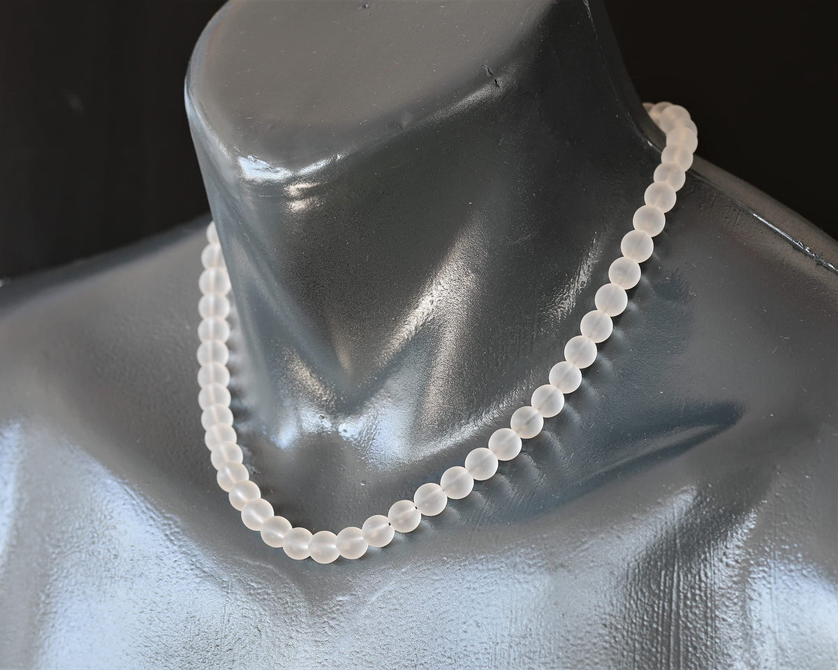 Natural Matte Quartz Beaded Choker Necklace (Matte Quartz / 28 Inches)