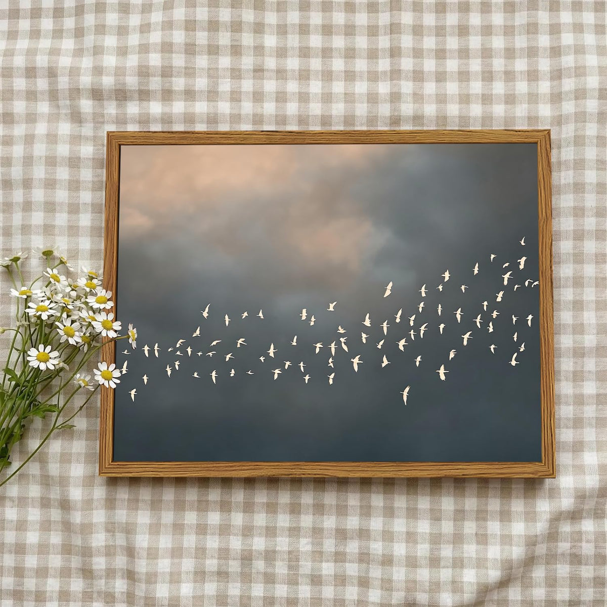 Framed Vintage Flying Bird Canvas Wall Art (Vintage Bird / 16"L x 12"W)