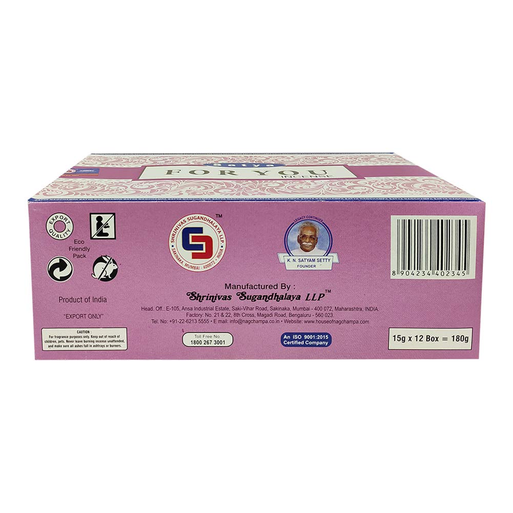 for You Incense Sticks and Incense Stick Holder Bundle Insence Insense Satya Incense (For You 15g - Pack of 12)