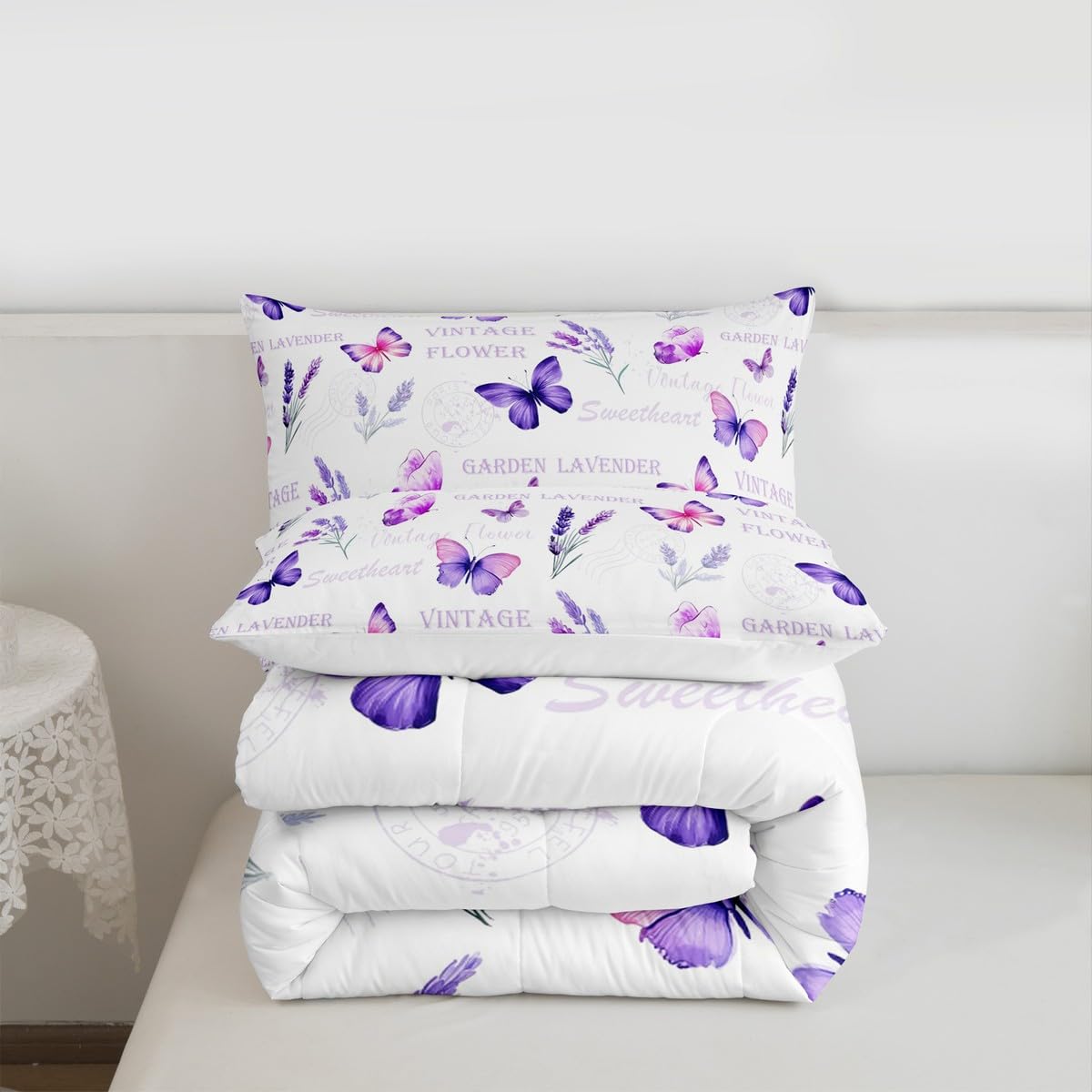 Girls Butterfly Comforter Set Full Size Bedding Set (Multi 820 / Full)
