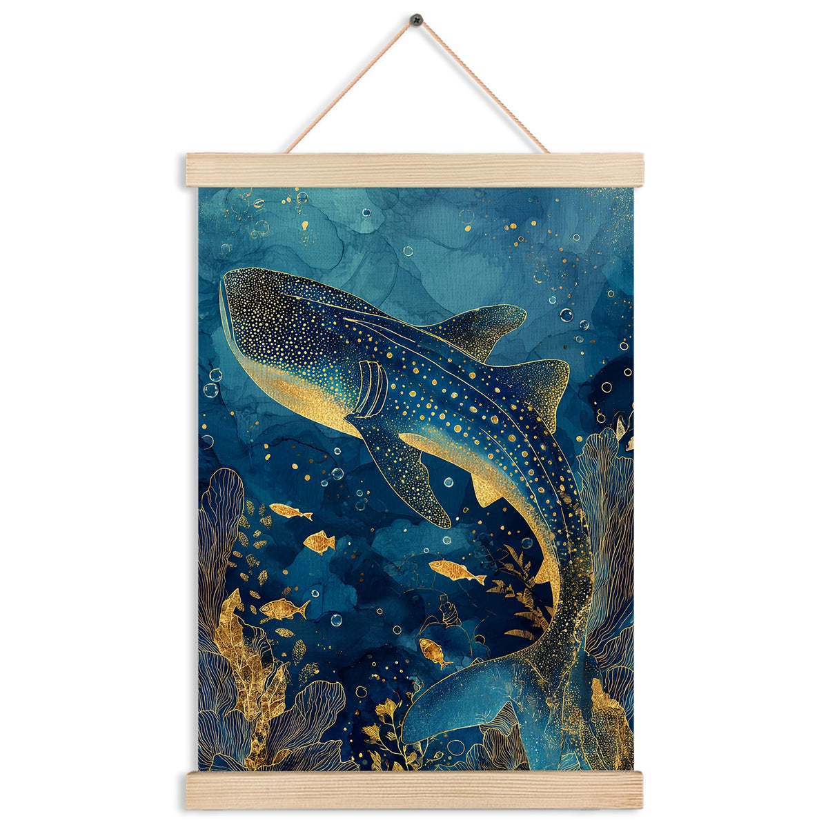 Blue and Gold Whale Shark Wall Art Decor (Blue and Gold Whale Shark Wall Art)