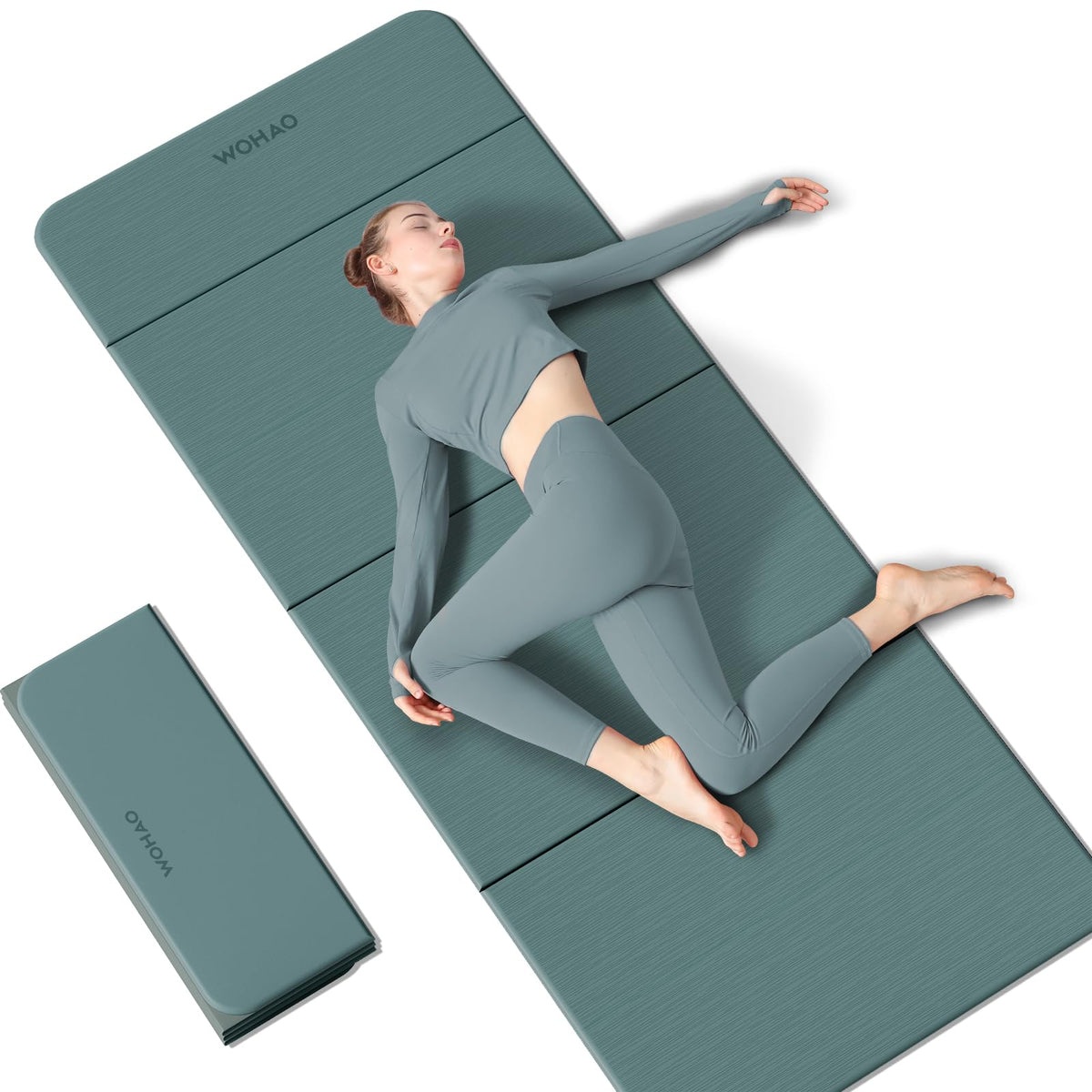 7 Fold Yoga Mat 70"x24" (Dark green+Dark Gray)