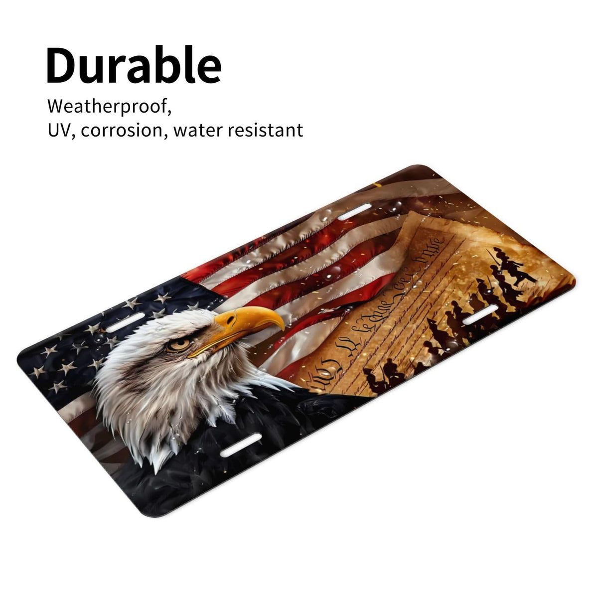 Bald Eagle American Flag We The People Front License Plate Aluminum Decorative License Plates Metal Car Plate 6"X12" Novelty Vanity Tag Cover with 4 Holes Car Decor Accessory (Pink / 6 X 12 Inch)