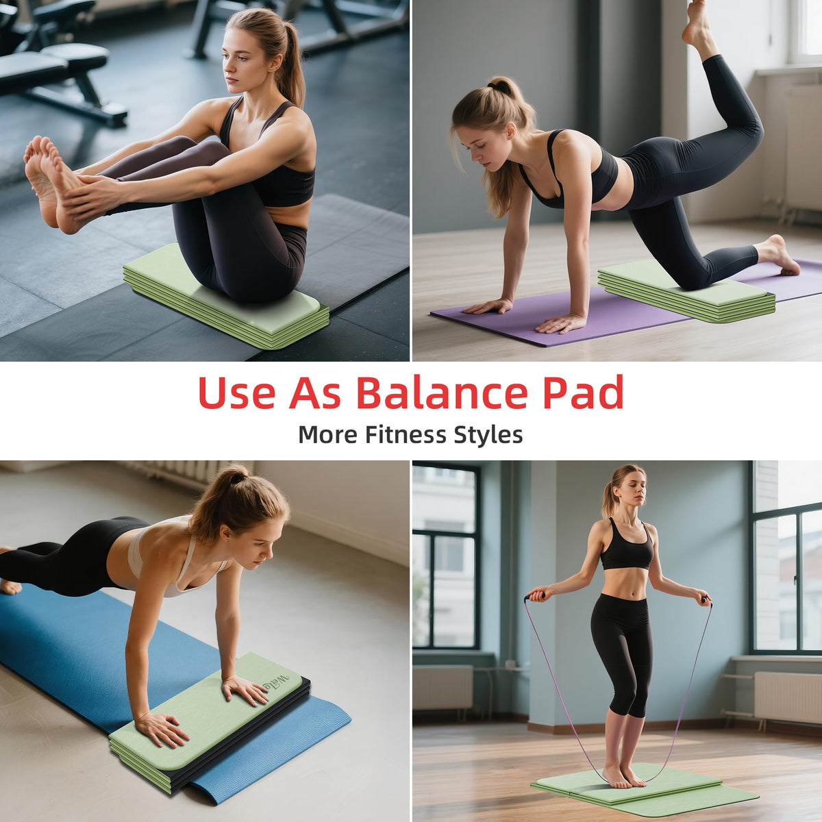 1 2 Inch 70"x24" Foldable TPE Yoga Mat (Light Green)