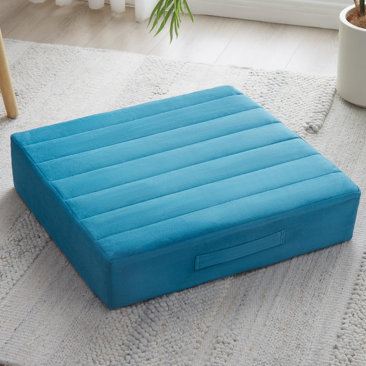 22 inches Floor Pillow for Adults (Peacock Blue / 1 Count)