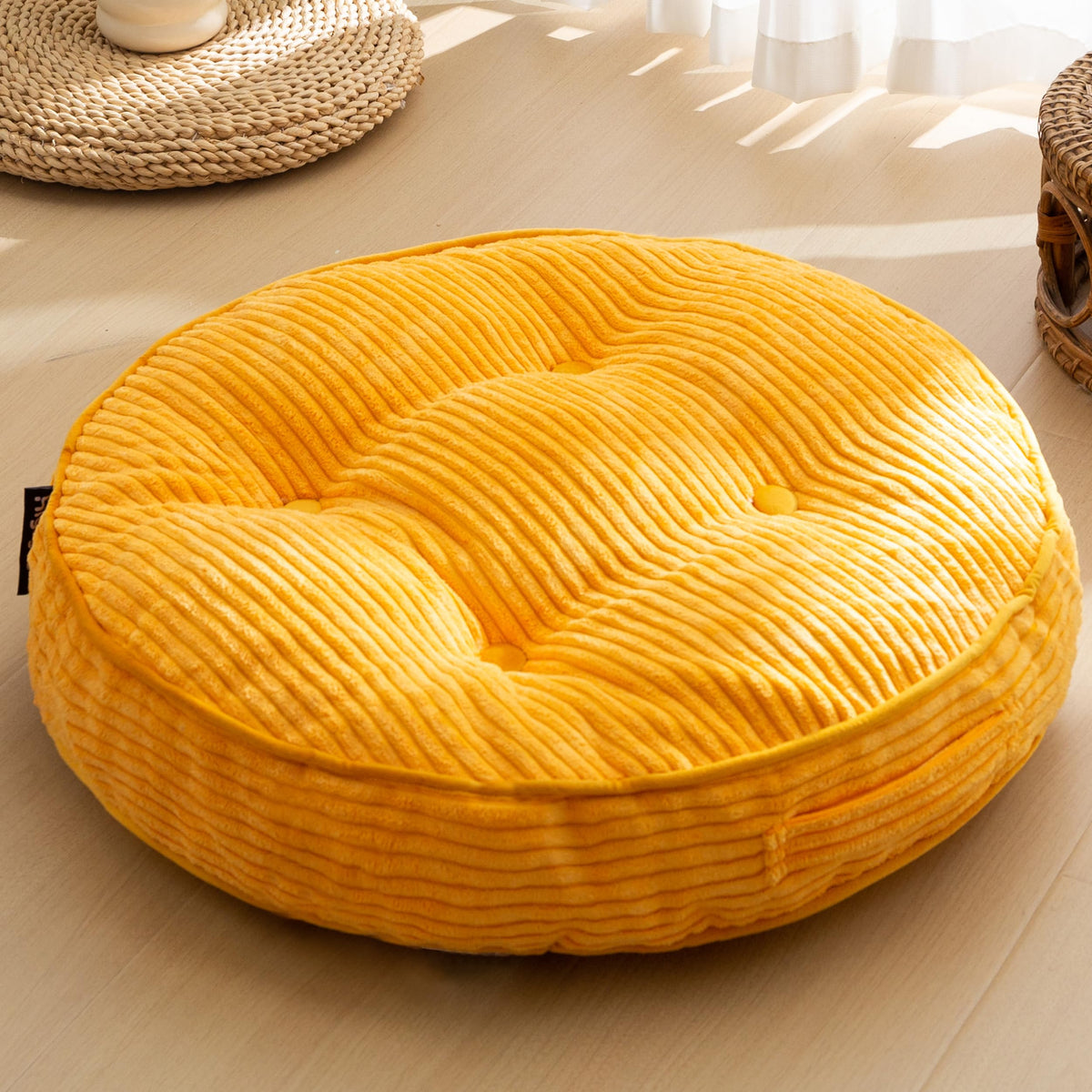 Floor Pillow Cushion for Adults (Round Orange / 4" Thick(Pack of 1))