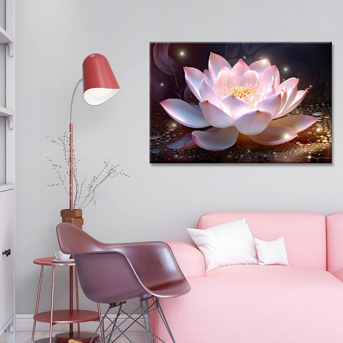 Flower Canvas Wall Art Closeup of Lotus Flower Print Artwork Picture for Home Living Room Bathroom Decor Gallery Wrap Ready to Hang (Lotus 07 / 18"L x 12"W)