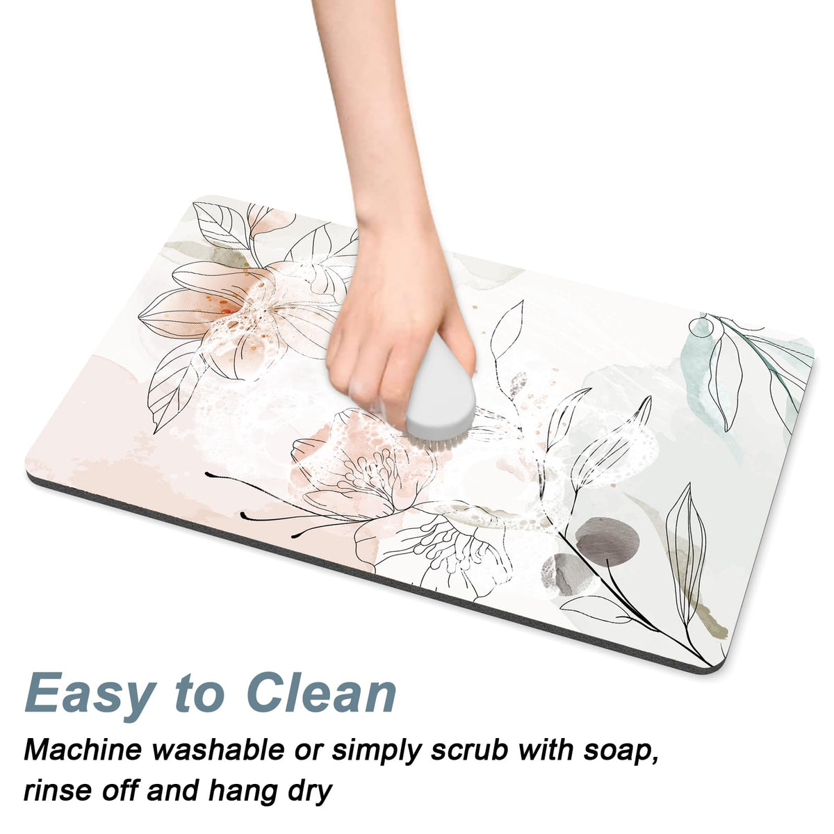 Coffee Mat 12" x 19" Cute Coffee Bar Mats for Espresso Machine Station Accessories and Organizer (Watercolor Flowers / 12" x 19")