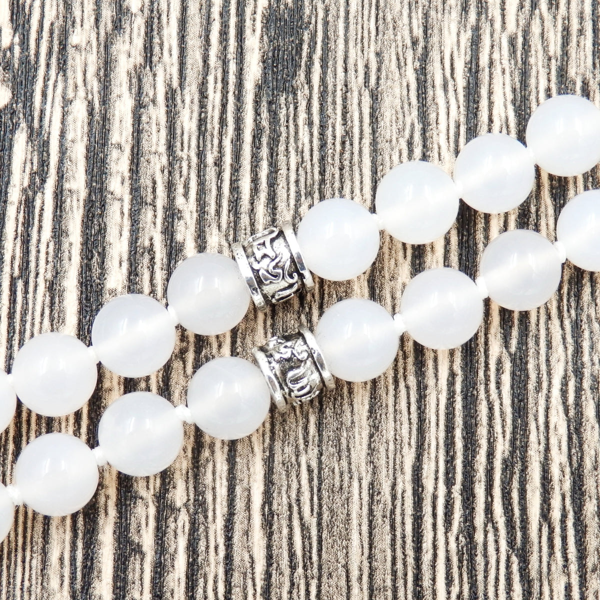 Mala Beads Necklace for Women & Men (white agate)