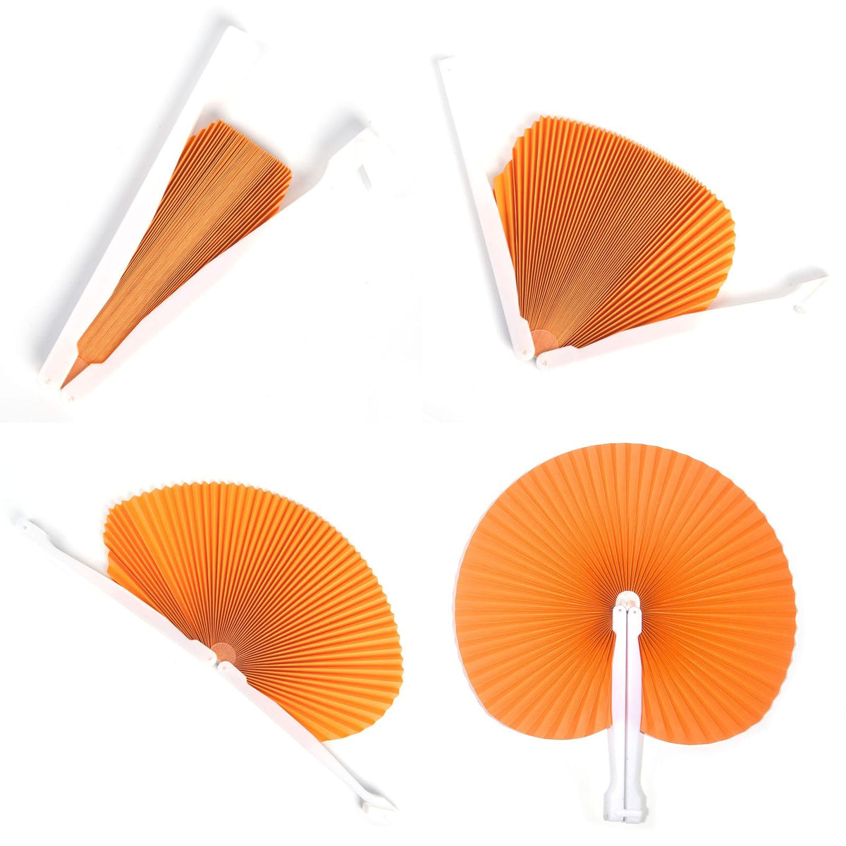 24 Pieces Multicolor Round Paper Fans (Multi Color White Handle / 24 PCS)