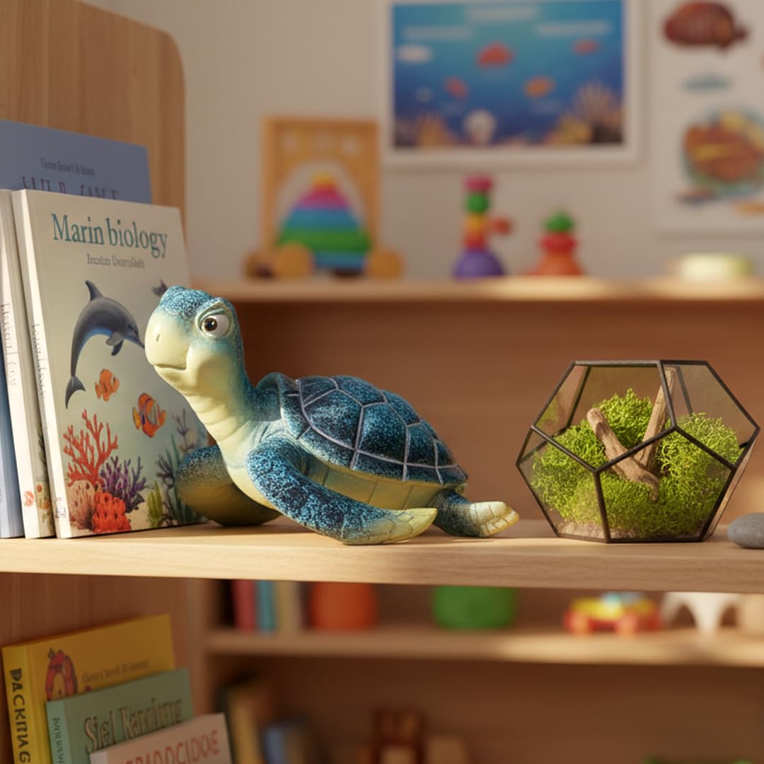 6 Inch Blue Sea Turtle Statue (Blue1)