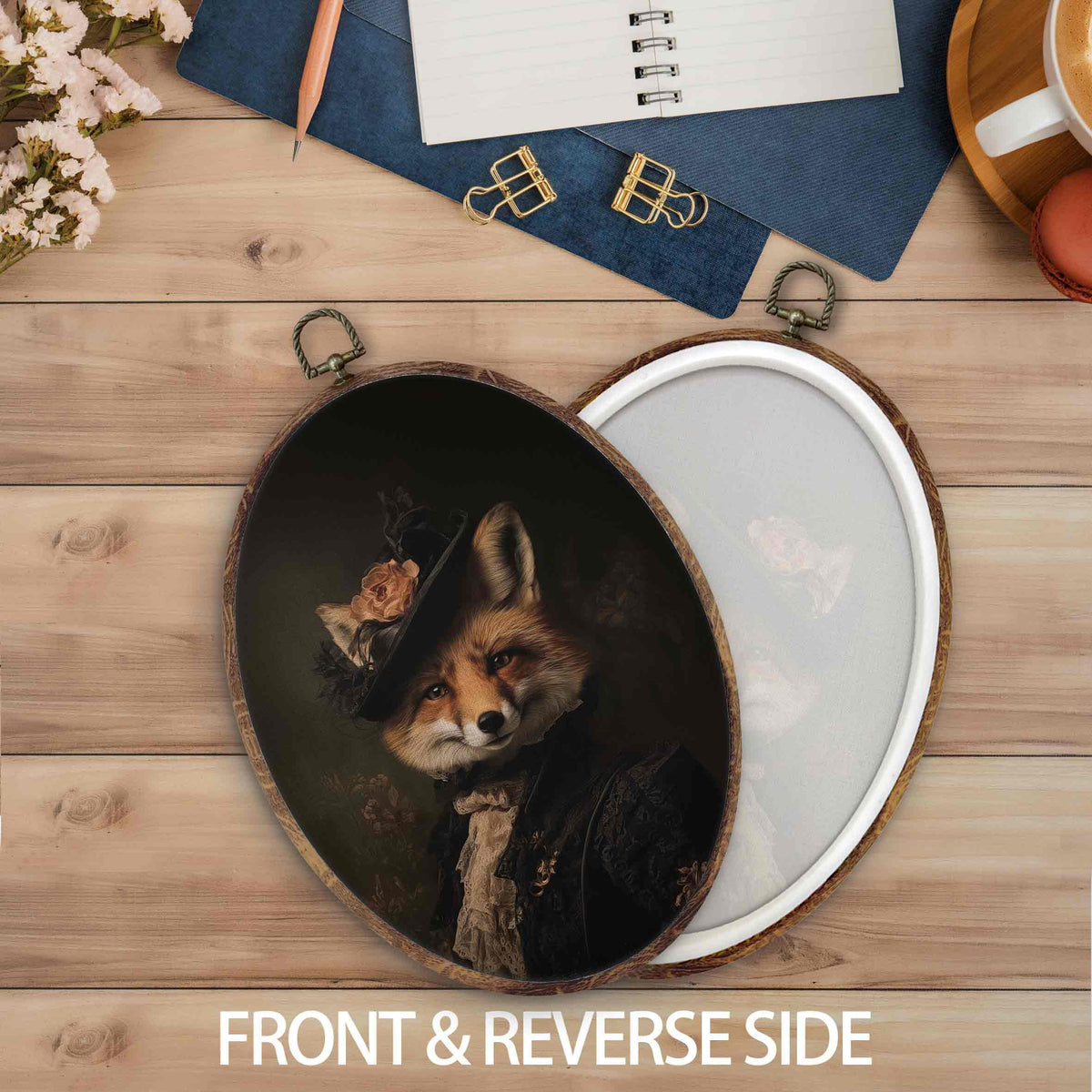 Vintage Fox Oval Wall Art Decor (fox)