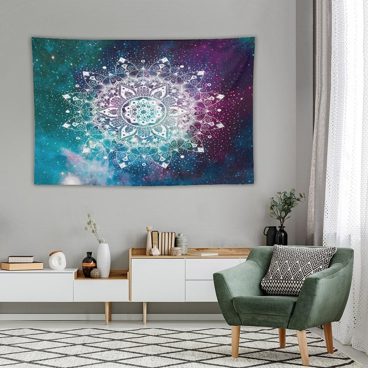 Hippie Mandala Tapestry Wall Hanging Bohemian Galaxy Space Indian Medallion Trippy Aesthetical Tapestries Home Decor for Living Room Bedroom Farmhouse Apartment Dorm 60"x90" (60"L x 90"W / Mandala-42)