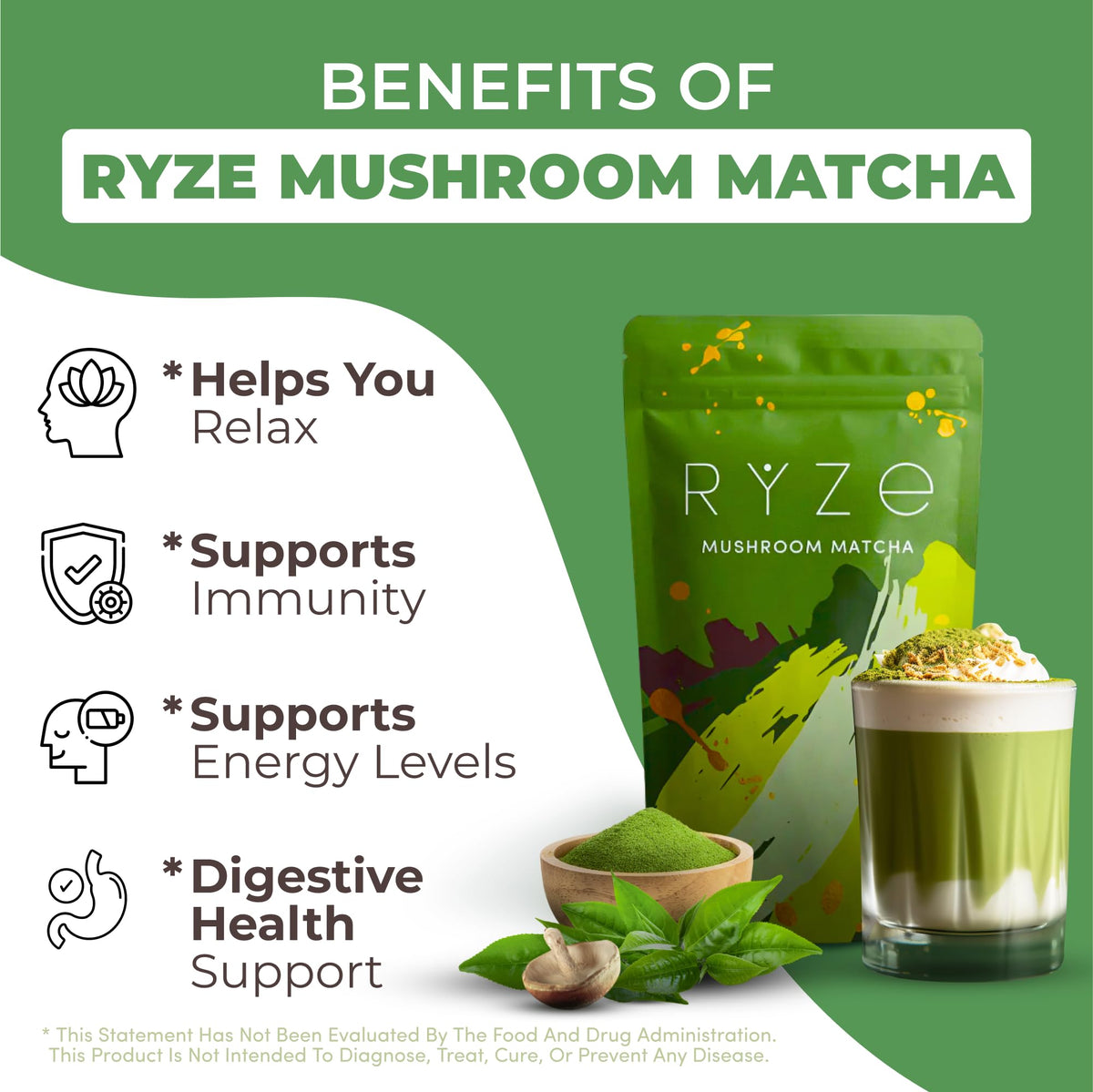 RYZE Mushroom Matcha Starter Kit (12.66 Ounce (Pack of 1))