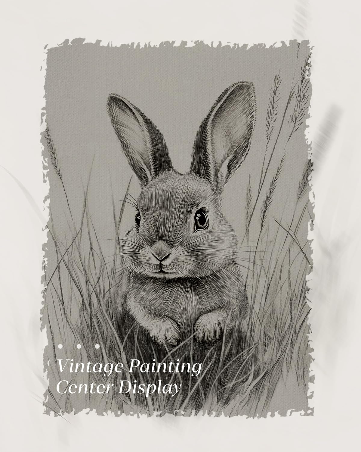 Elegant Cute Bunny Sketch Framed Canvas Wall Art (Sketching / 16"L x 12"W)