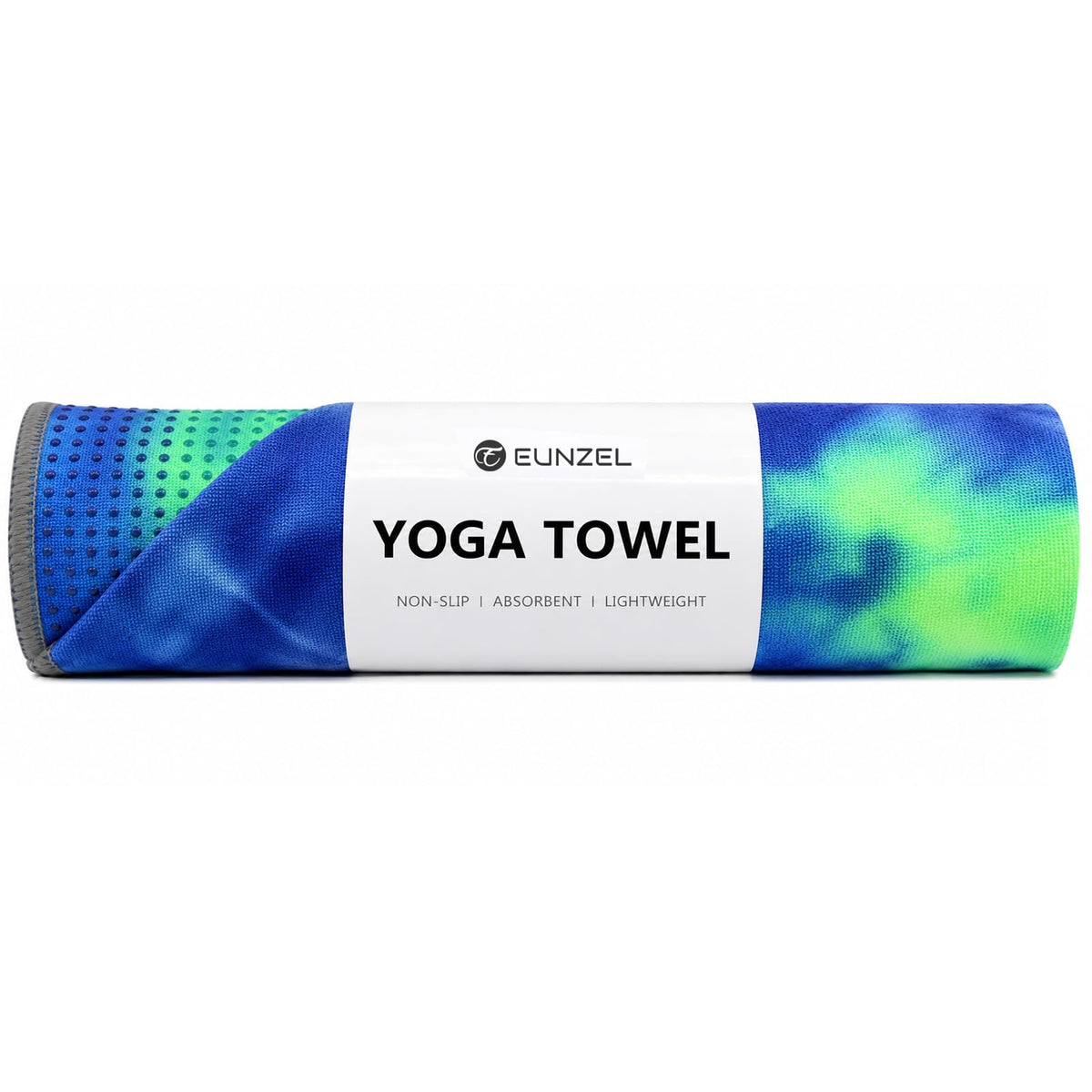Non Slip Hot Yoga Mat Towel with Grip Dots (Green & Blue / 72" x 24")