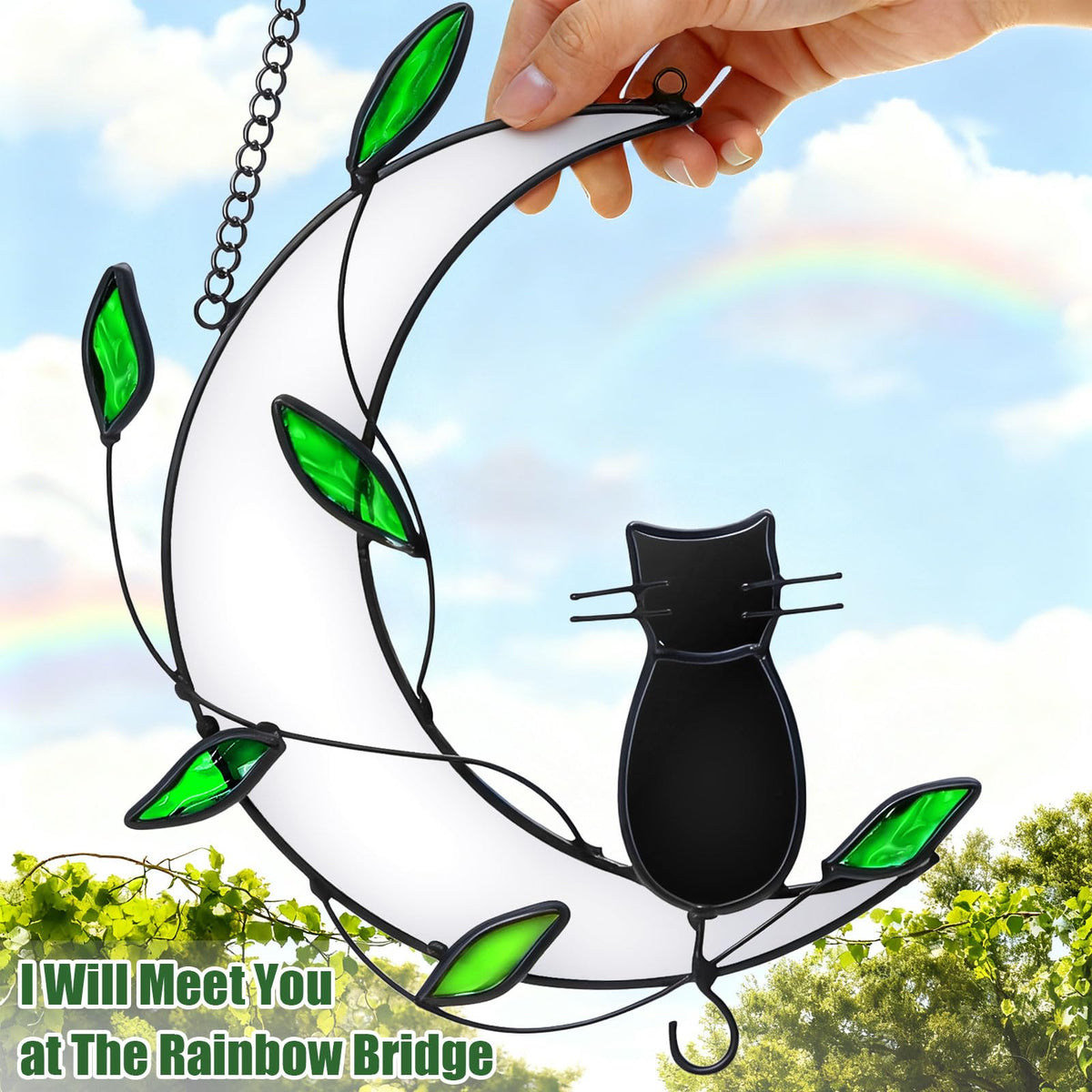 Stained Glass Window Hanging Suncatcher (Black-cat)