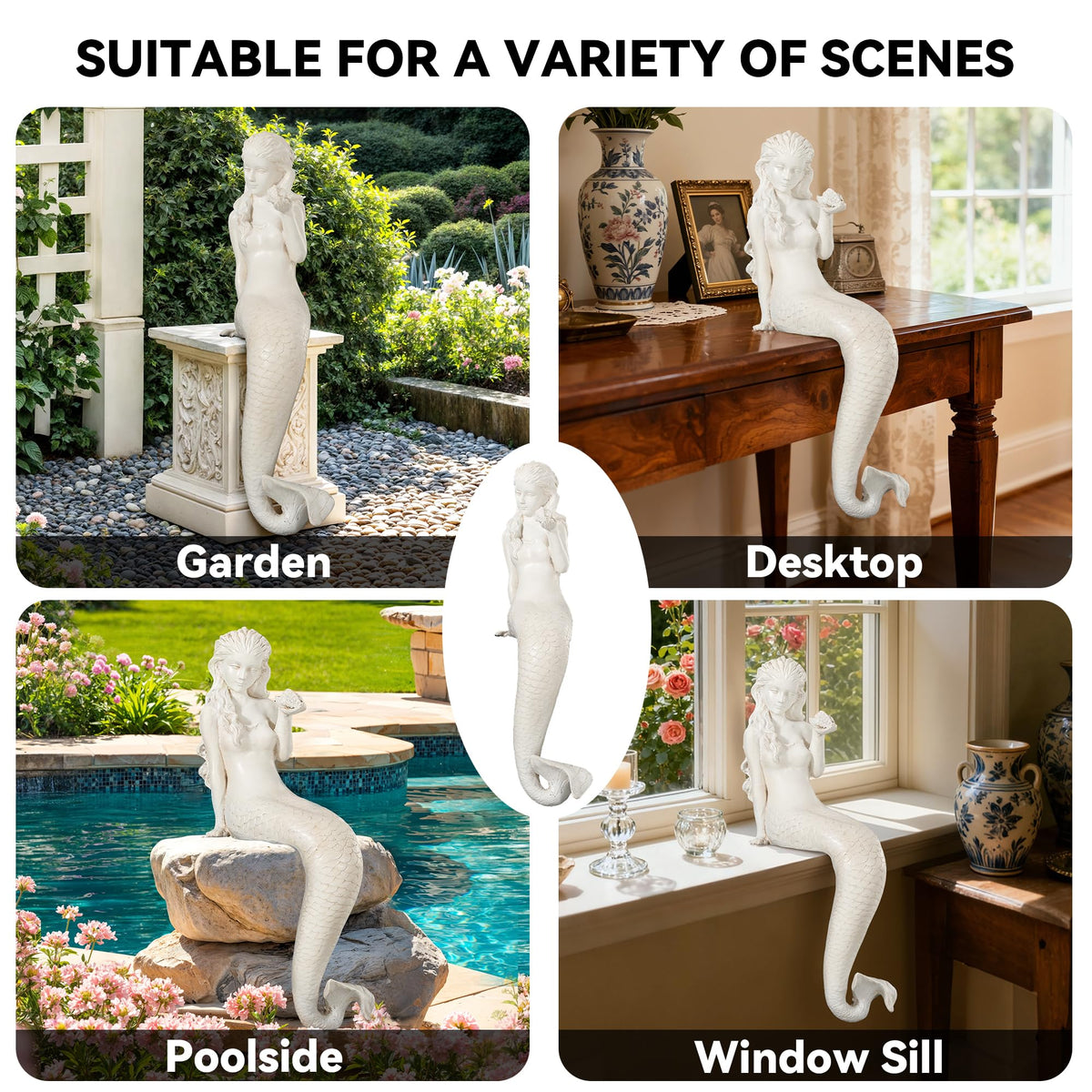 Large Mermaid Statue (Mermaid-25.6")