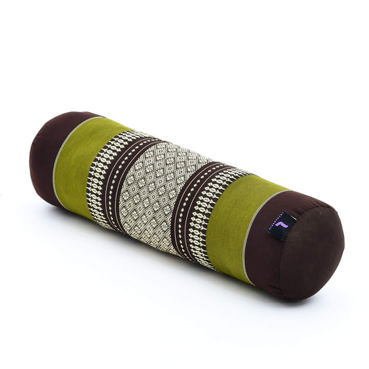 Yoga Bolster 20 x 6 x 6 inches Kapok Roll for Meditation & Massage (Sf20 - Brown, Green)