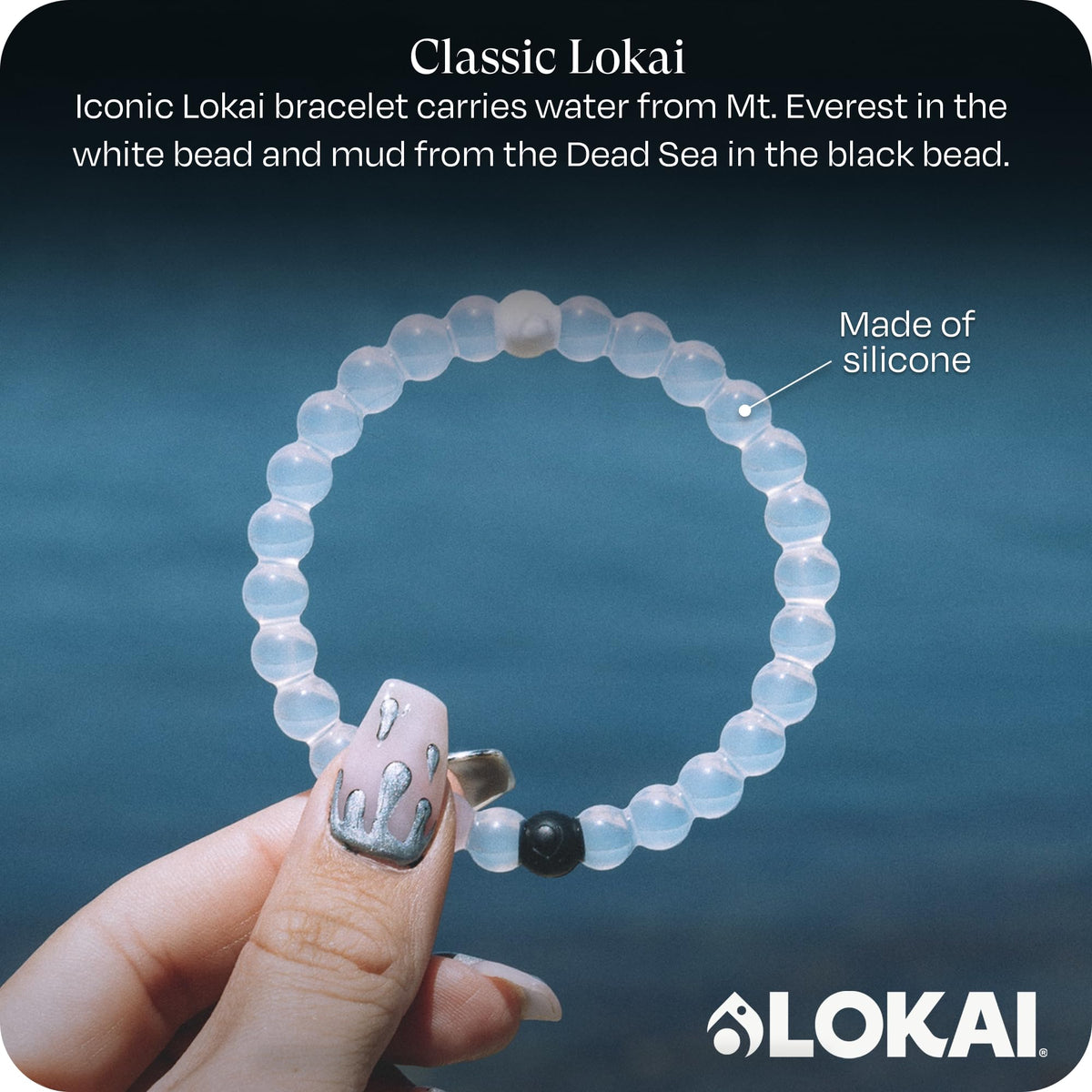 Classic Clear Beaded Silicone Bracelet for Women & Men (Classic Clear / Medium 6.5")