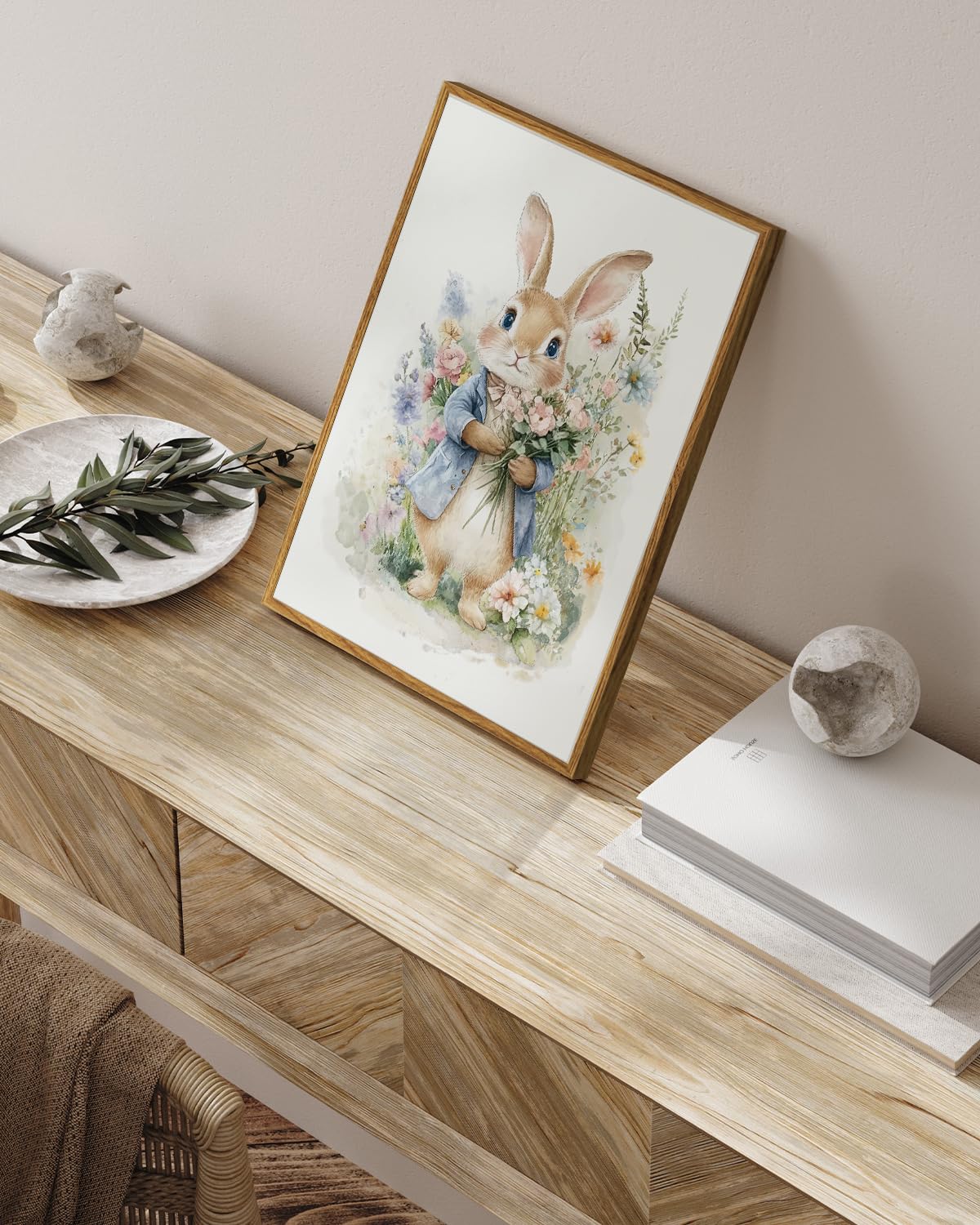 Watercolor Bunny Framed Wall Art (Pick / 16"L x 12"W)