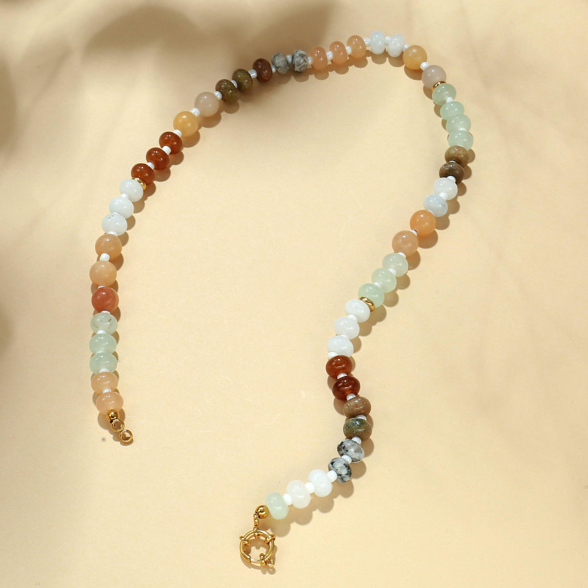 Natural Stone Beaded Choker Necklace for Women (Jade color Series)
