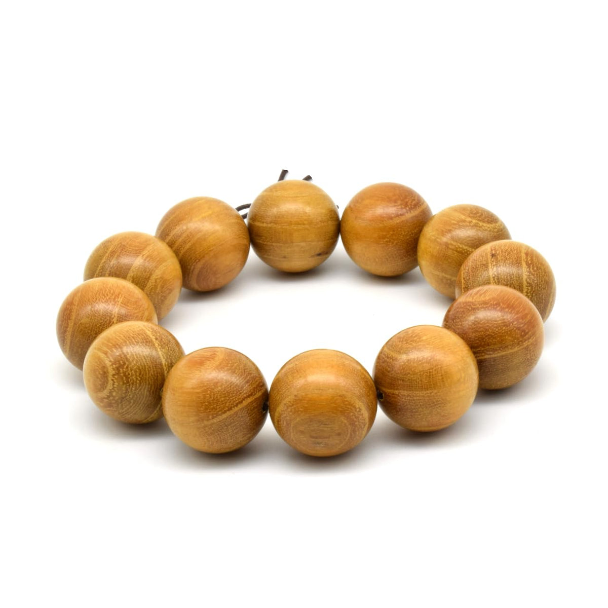 Unisex Natural Golden Sandalwood Mexican Bocote Wood Mala Prayer Bracelet Link Wrist Necklace Chain Beads (20mm 12 beads)