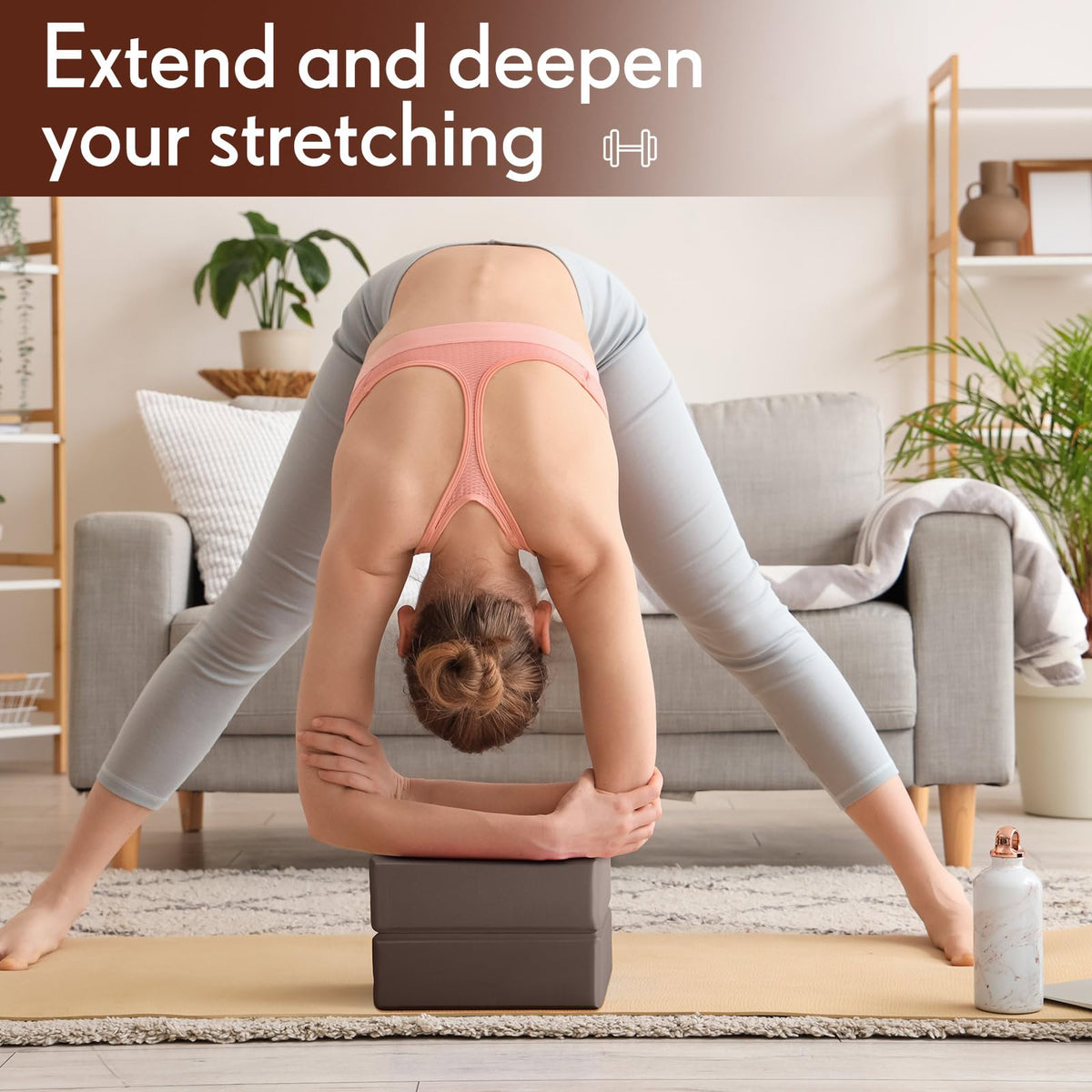 8 Pack Yoga Blocks Non Slip Pilates Brick Foam Blocks (Brown)