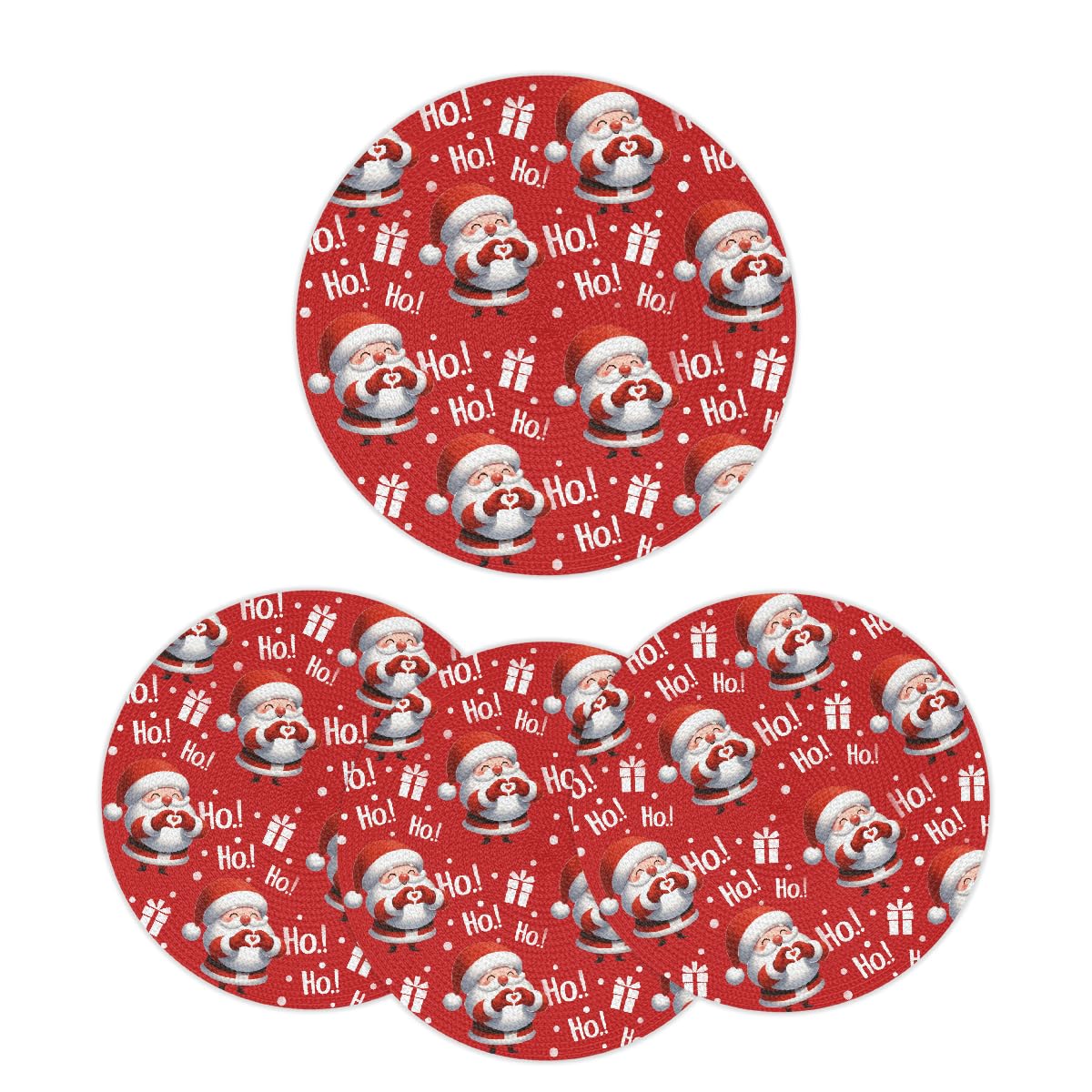 Christmas Woven Placemats Round Placemats Set of 4 for Festival Party (C 005 / 4 pieces)