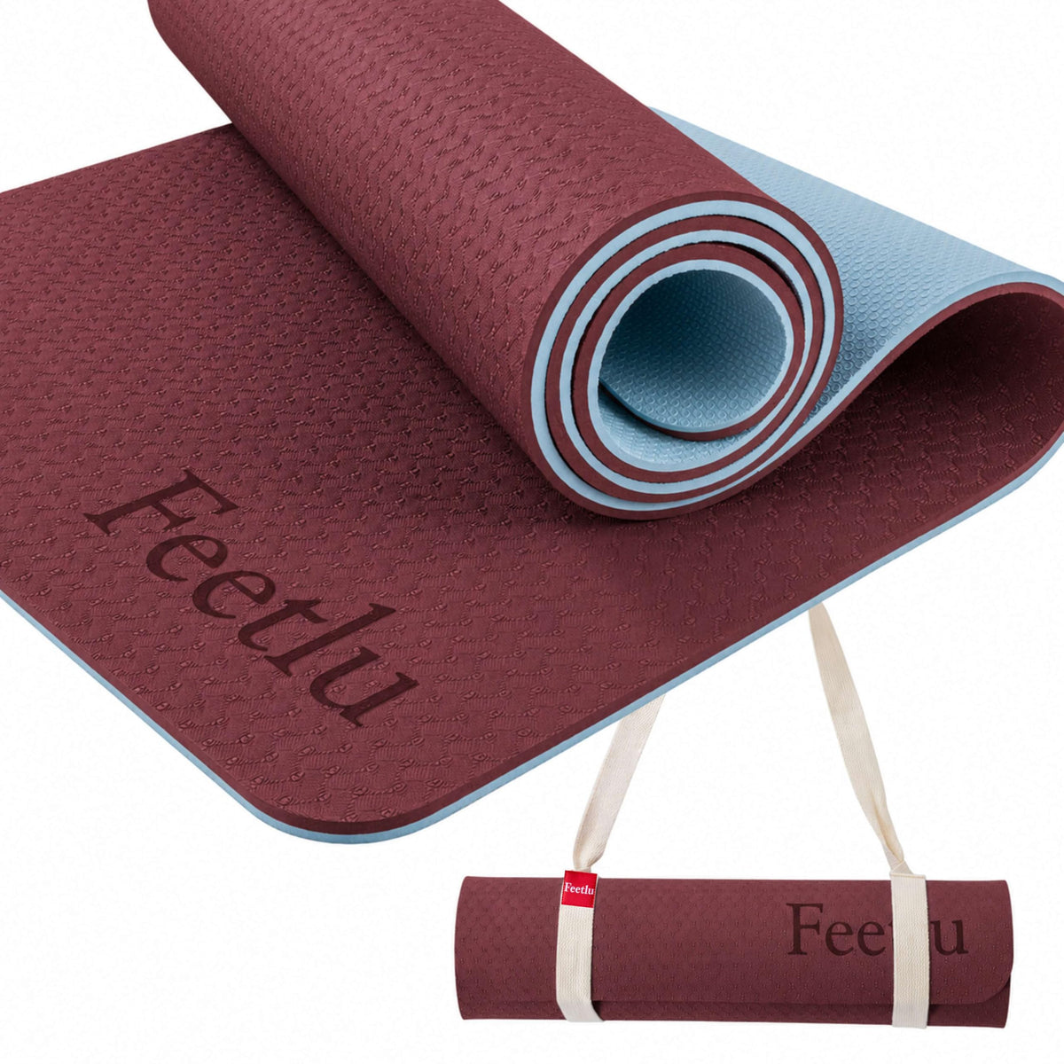 Cushioned Exercise Mat (Maroon + Reef Waters)