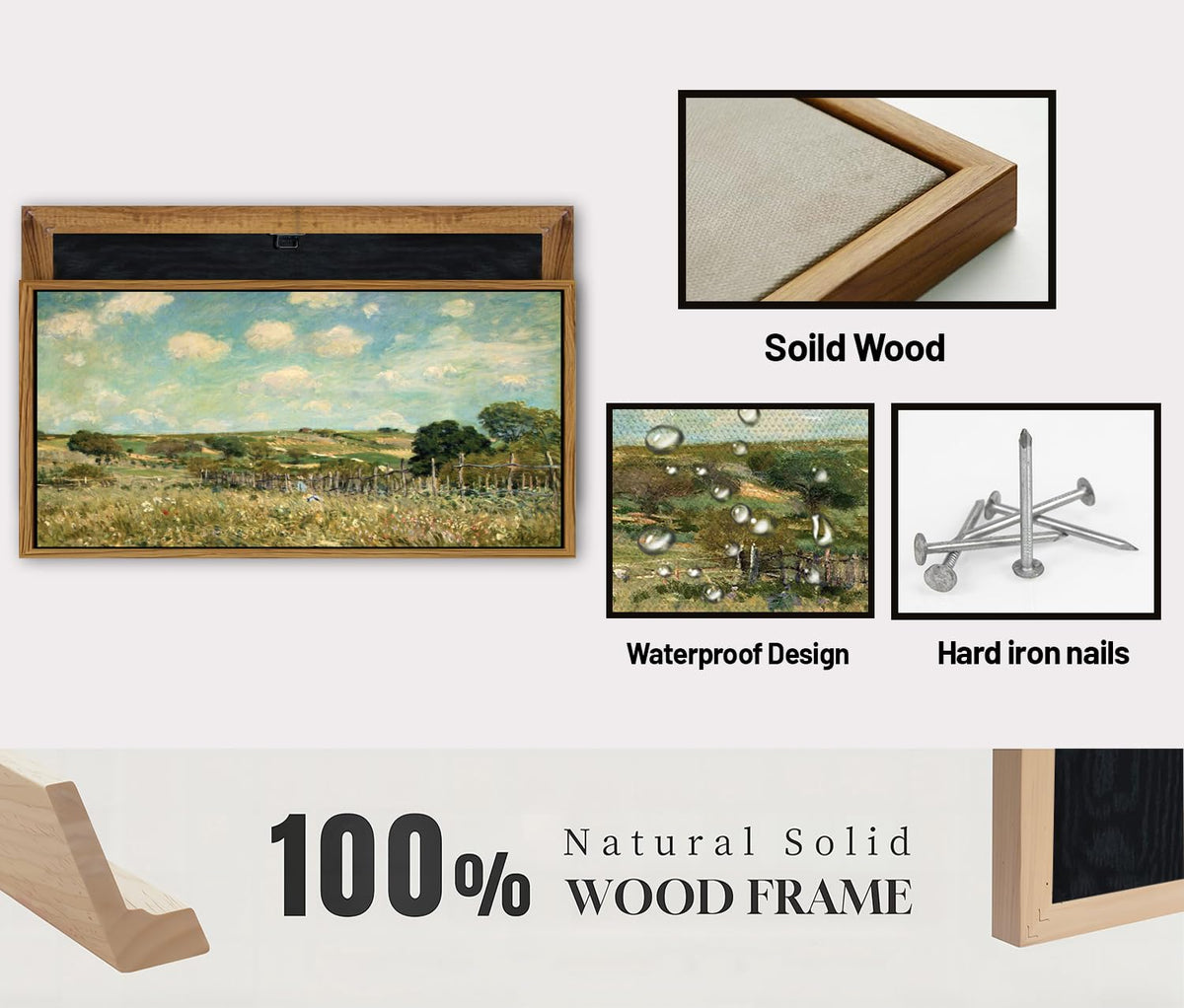 Farmhouse Country Framed Wall Art Barn Meadow Texture Painting for Living Room Abstract Landscape Canvas Prints Vintage Nature Scenery Picture Rustic Classical Artwork Bedroom Home Decorations 20x40 (20"L x 40"W / Country)