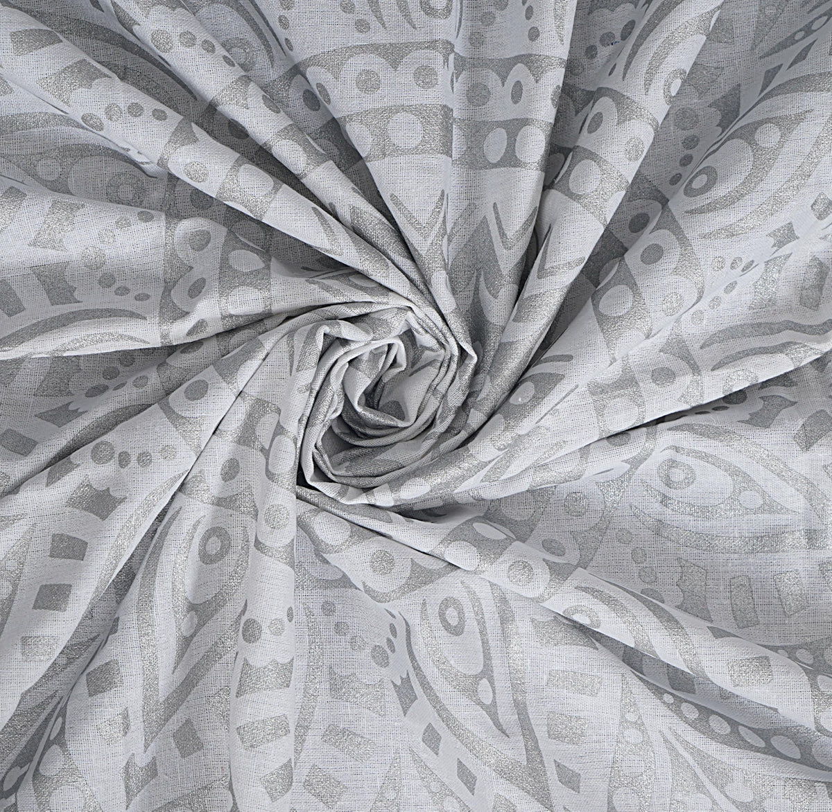 Hand Block Print Cotton Mandala Wall Tapestry (Silver / 90"L x 84"W)